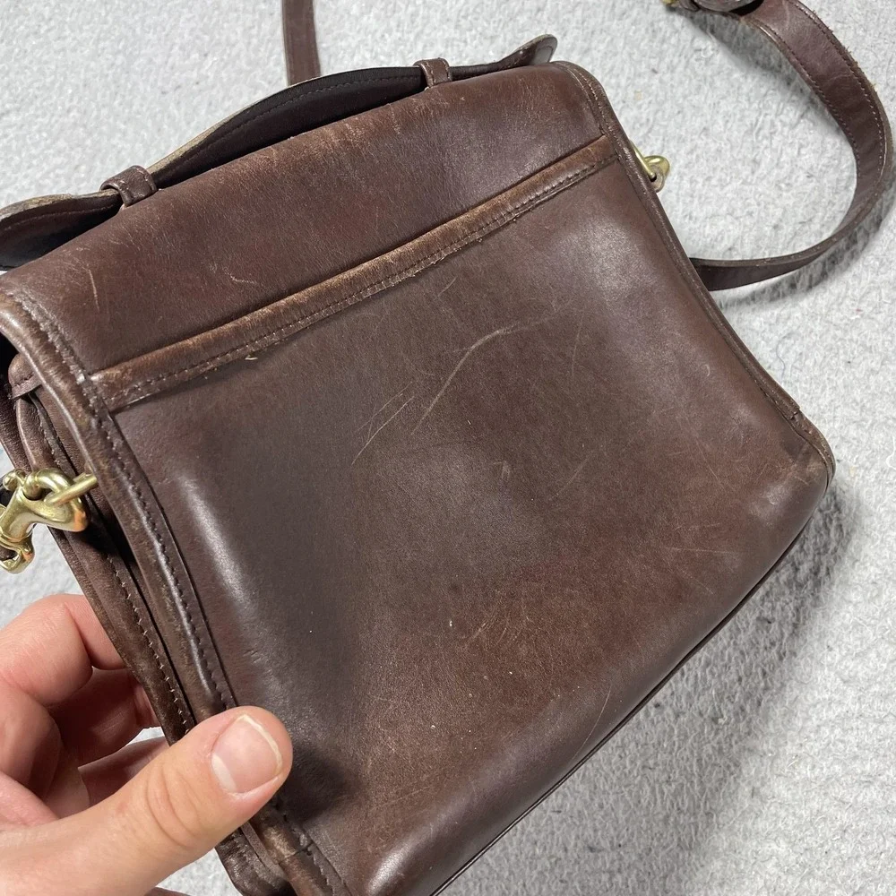 Vintage COACH COURT Brown Leather Crossbody Satchel Bag Handbag‎ Purse 9870 USA